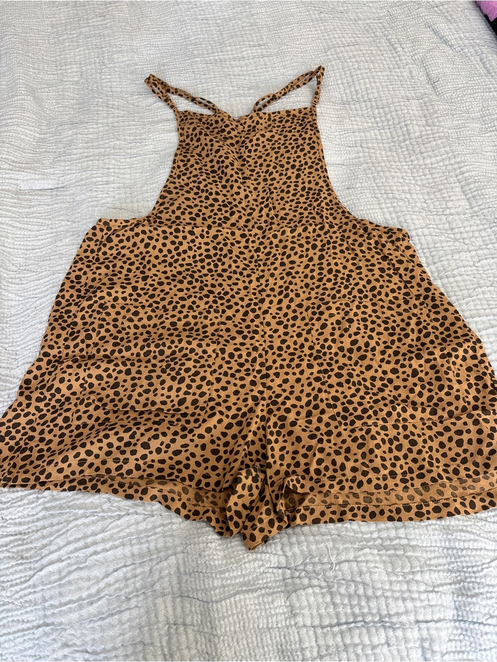 Aerie Leopard Print Short Romper Women Size XS New Without Tags